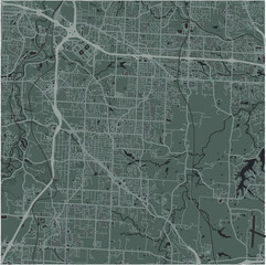Map of Raytown in Missouri in a smooth dark style. Contains layered vector with roads water, parks, etc.
