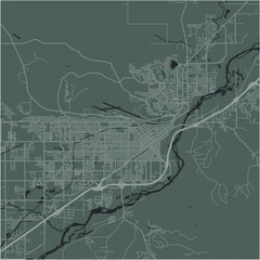 Map of Billings in Montana in a smooth dark style. Contains layered vector with roads water, parks, etc.