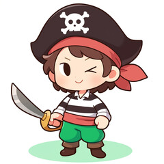 A cartoon of boy dressed as a pirate