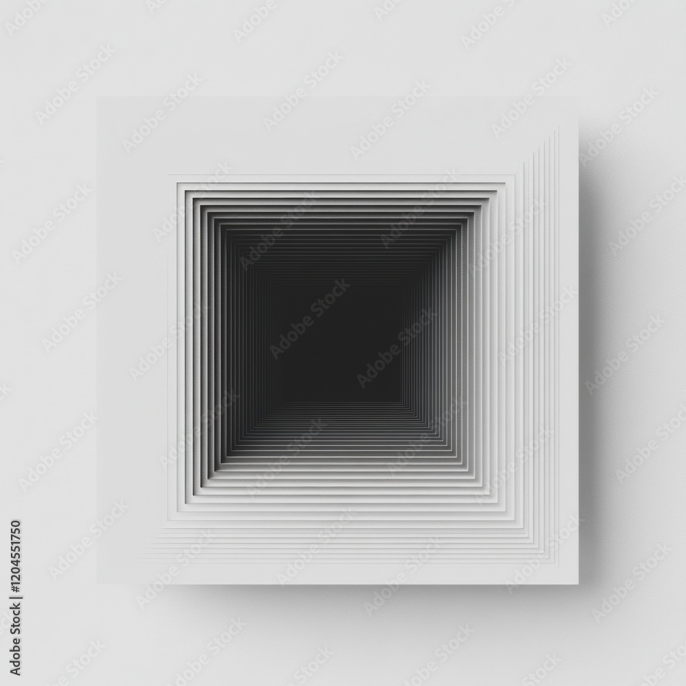 Poster Intricate layered structure with a gradient depth view created using white material. Generative AI