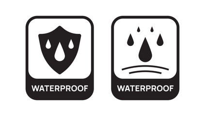Water proof badges. Set of water resistant signs. Vector isolated on white background. 