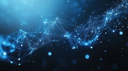 Abstract blue glowing network connection.