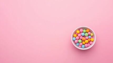 Obraz premium Vibrant candy bowl on pink background for fun and whimsical designs