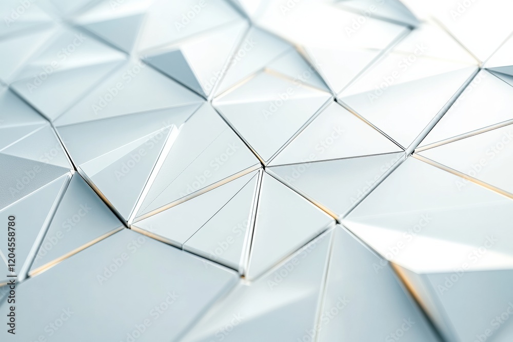 Poster Geometric silver triangular patterns create a striking modern surface design ideal for contemporary aesthetics. Generative AI