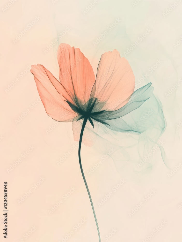 Poster delicate flower with soft hues against a light background captures the essence of springtime beauty 