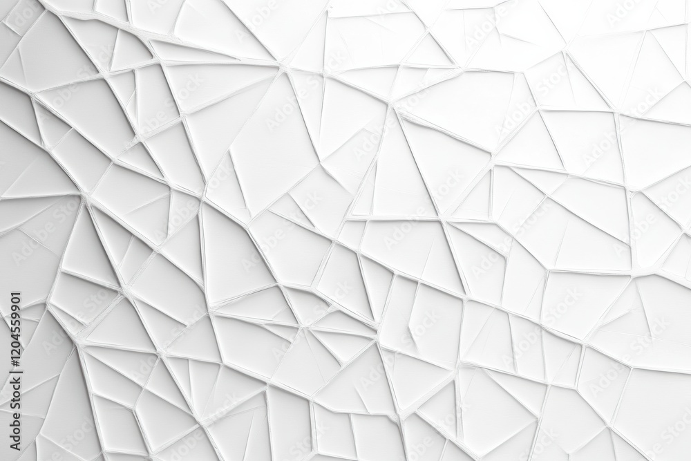 Poster Abstract white geometric pattern with textured triangular shapes creating a modern and clean aesthetic. Generative AI