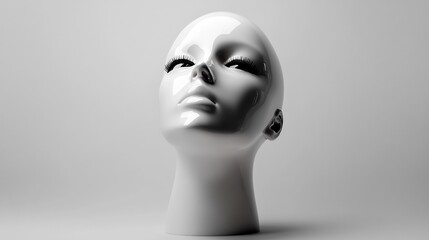 Elegant White Mannequin Head Studio Shot: Minimalist Fashion Photography