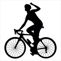 Fototapeta premium Cycling Silhouette Vector Illustration of a Cyclist Riding
