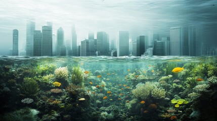 Beneath the waves lies a sunken metropolis, an intricate underwater cityscape