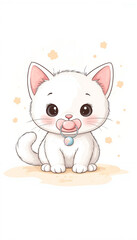 Fototapeta premium Cute kitten with pacifier sitting upright, innocence and playfulness