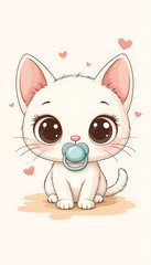 Obraz premium Cute kitten with pacifier sitting adorably, whimsical design