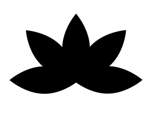 Lotus flower with three petals - vector silhouette picture for logo or pictogram. Water lily flower silhouette for stencil, icon or sign	