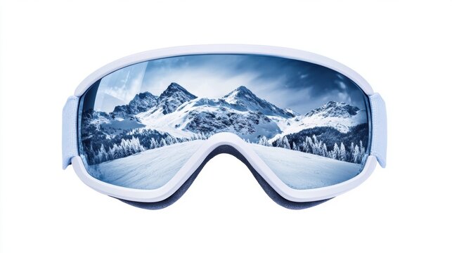 Closeup view of reflective ski goggle.