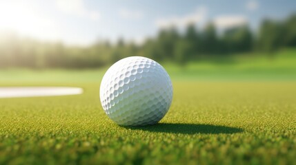 Obraz premium Golf ball on green grass background.