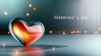 Heart on grey festive background, with copy space, Valentines Day