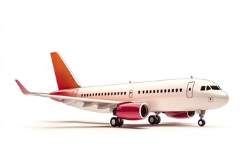 Fototapeta premium A sleek, modern airplane with a vibrant orange tail, positioned on a clean background, showcasing aviation design