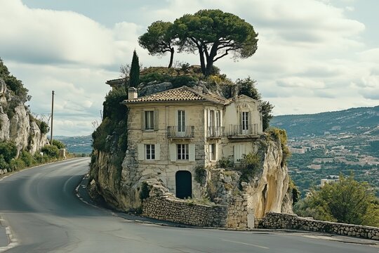 Une maison troglodyte au sein de l'ancien village troglodytique de Barry, localis&eacute; &agrave; Bollene, au Vaucluse, France