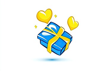 Colorful gift box with hearts floating around, symbolizing celebration and joy