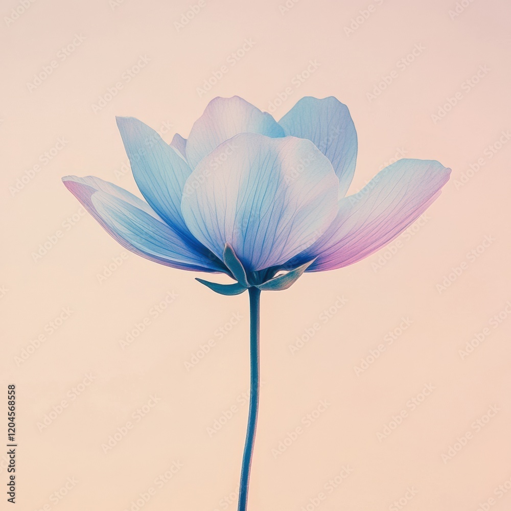 Poster beautiful pastel flower blooming against a soft pink background in a serene setting during the dayti