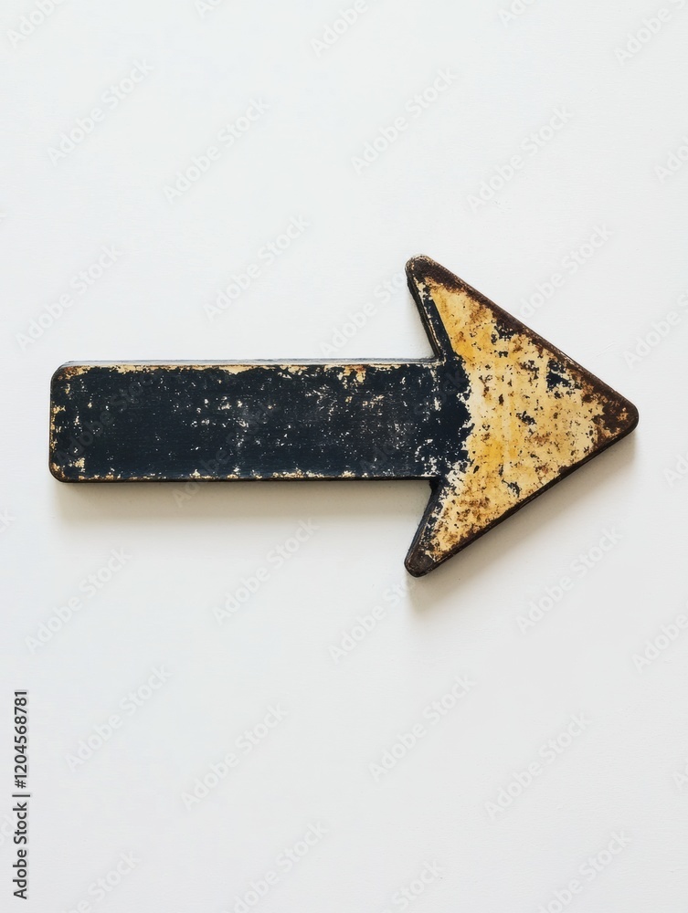 Aufkleber arrow sign with vintage design pointing right against a neutral background. generative ai