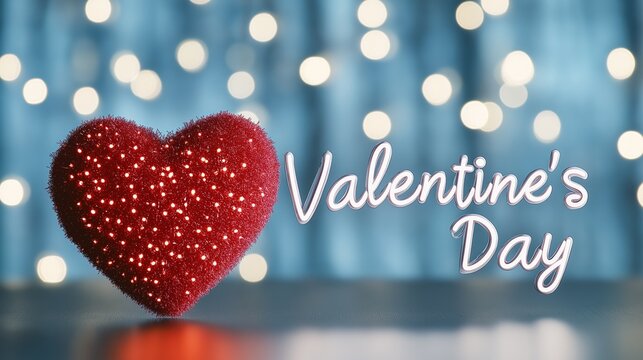 Soft glowing red heart on festive background, Valentines day, greeting card