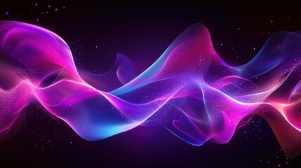 Abstract glowing pink and blue waves.