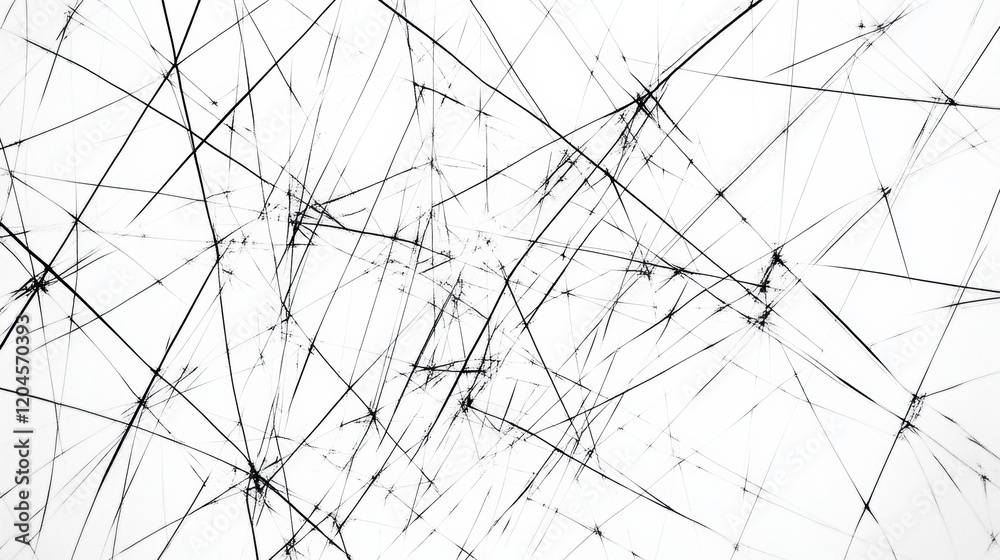 Poster intricate web of black lines creating abstract patterns on a white background in a minimalistic art 