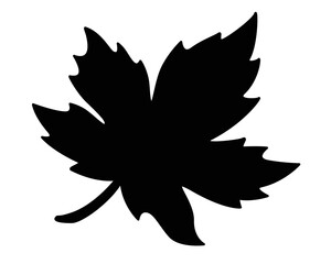 Maple leaf plant element - silhouette vector image for stencil, sign or logo. Maple tree leaf icon or pictogram.	