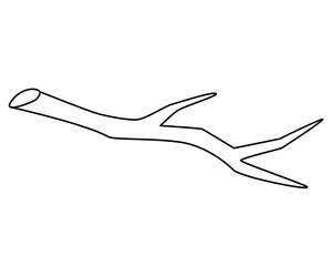 Obraz premium Tree branch without leaves - vector linear picture for coloring, logo or pictogram. Outline. Linear branch for coloring book. 