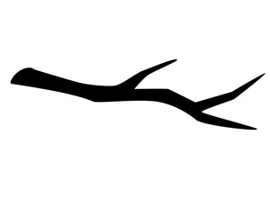 Tree branch, part of plant - vector silhouette image for stencil, logo or pictogram. Silhouette branch for cutting.	