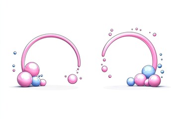 Colorful abstract bubbles in pink and blue, creating a playful design with a clean background