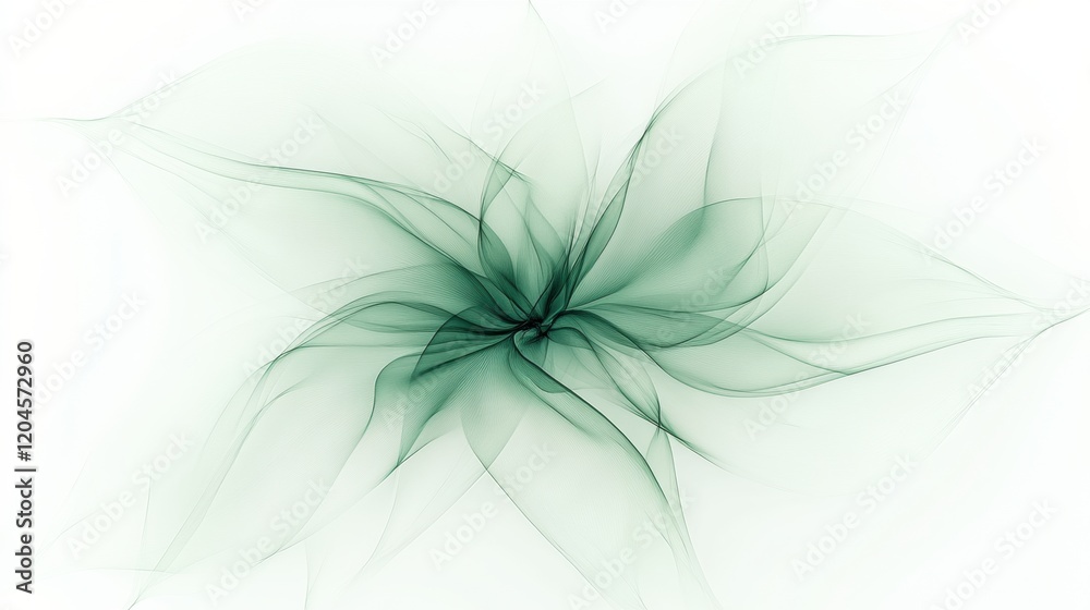 Leinwandbilder abstract green floral design with soft flowing lines on a light background. generative ai