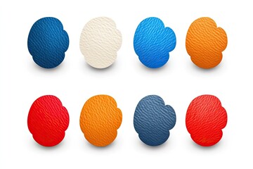 Colorful abstract shapes resembling paint blobs arranged in a row, showcasing texture and variety