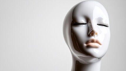 Serene White Mannequin Head: A Study in Smooth Textures and Minimalist Aesthetics