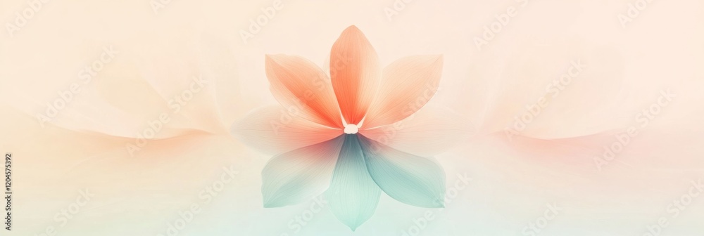 Poster delicate pastel flower reflecting tranquility in a serene environment during soft natural light. gen