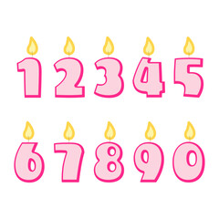 シンプルでかわいいピンクの数字バースデーキャンドルセット