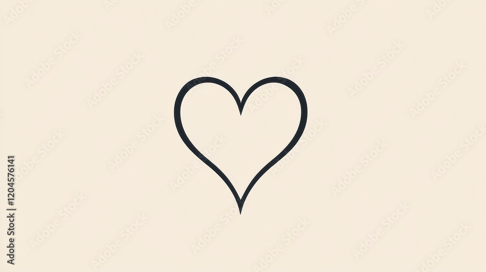 Poster simple black heart illustration on a light background ideal for design or decoration. generative ai