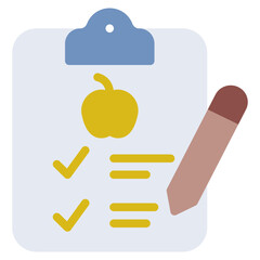Obraz premium Food Tracking Checklist with Pencil and Apple Icon