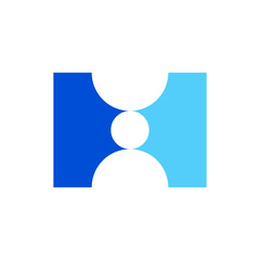 Letter H people simple modern negative space logo