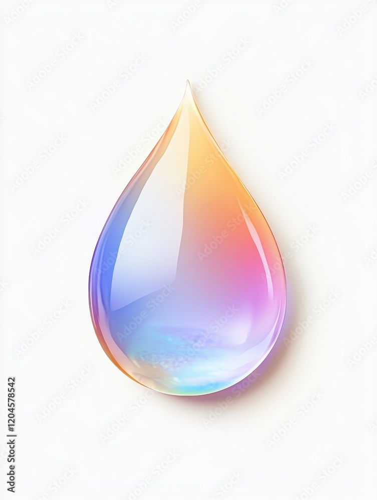 Aufkleber Colorful iridescent water droplet reflecting a spectrum of light on a clean surface. Generative AI