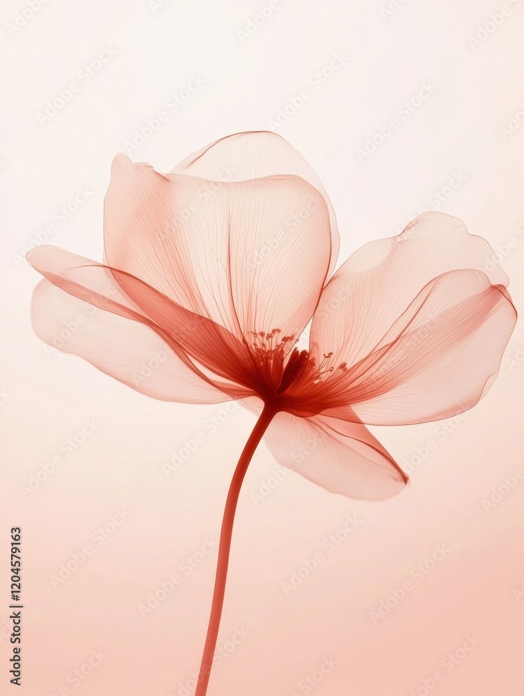 Aufkleber soft pink flower blooming against a light background capturing delicate details and tranquility. gen