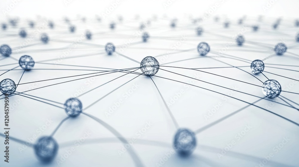 Poster Visual representation of interconnected networks and nodes symbolizing communication and technology innovations. Generative AI