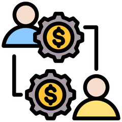 Business To Business Outline Color Icon