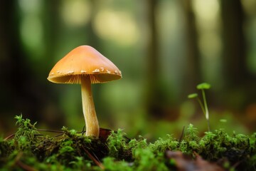 single mushroom in the forest