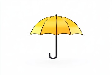 Obraz premium Bright yellow umbrella standing upright against a plain background, symbolizing protection and cheerfulness