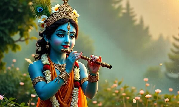 Divine representation of Lord Krishna symbolizing love, wisdom, and spirituality in Indian culture