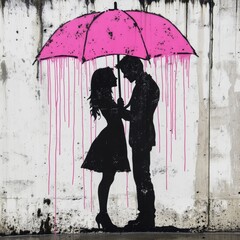 Happy Valentine&rsquo;s Day greeting card with lovely couple and heart shape.