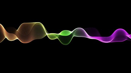 Vibrant purple, green, and yellow abstract wave video background for motion graphics, presentations, or desktop wallpapers.