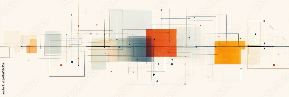 Leinwandbilder modern abstract design featuring geometric shapes and a blend of warm and cool colors. generative ai