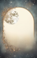 Celestial Moon and Ornate Frame Fantasy Art Background Design